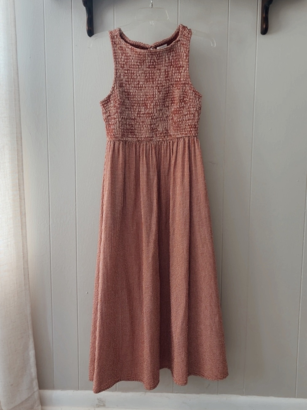 Sleeveless Smocked Maxi Dress in Burnt Orange
